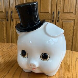 The Harvey Knox Kingdom Vintage Ceramic Piggy Bank With Top Hat